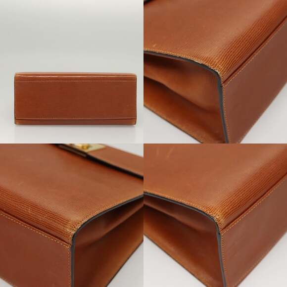 CELINE Hand Bag Leather Brown Gold - Picture 10 of 13